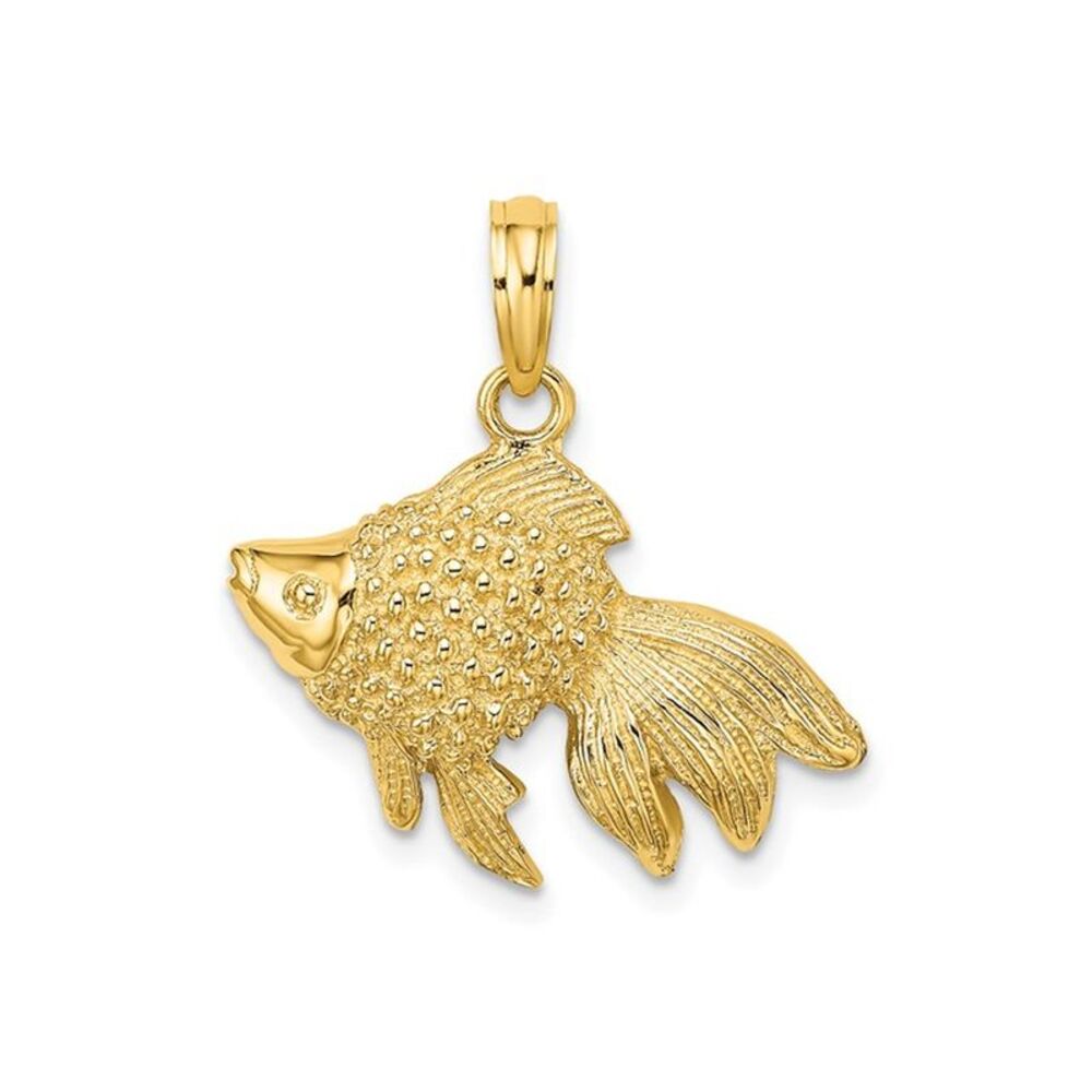14K Yellow Gold Fish Pendant Charm (No Chain)